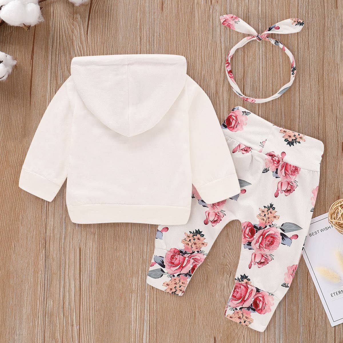 Floral Hoodie and Joggers with Matching Headband - 3 Pc set