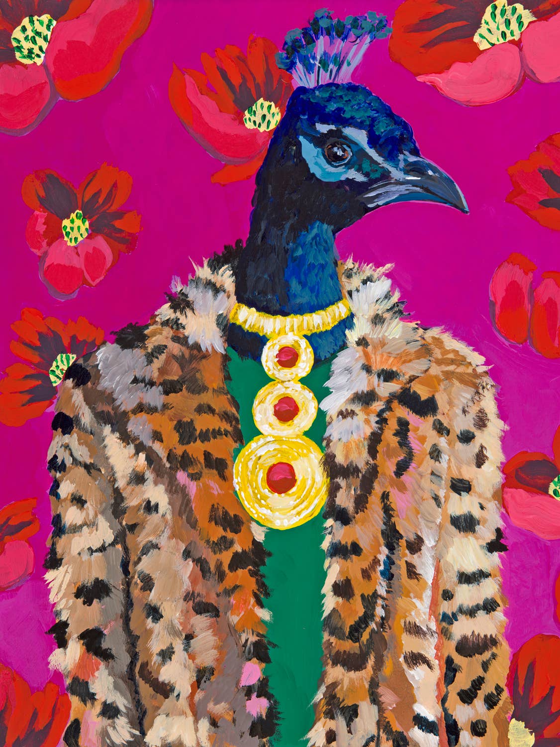 Furry Fashionistas - Polished Peacock Stretched Canvas