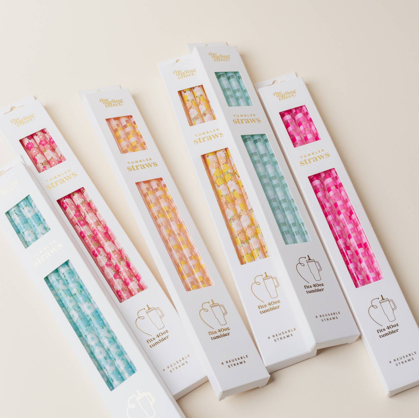 40 oz Tumbler Straw Set-Daisy Craze Peach