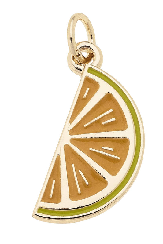 Enamel Orange Slice Charm in Orange & Yellow