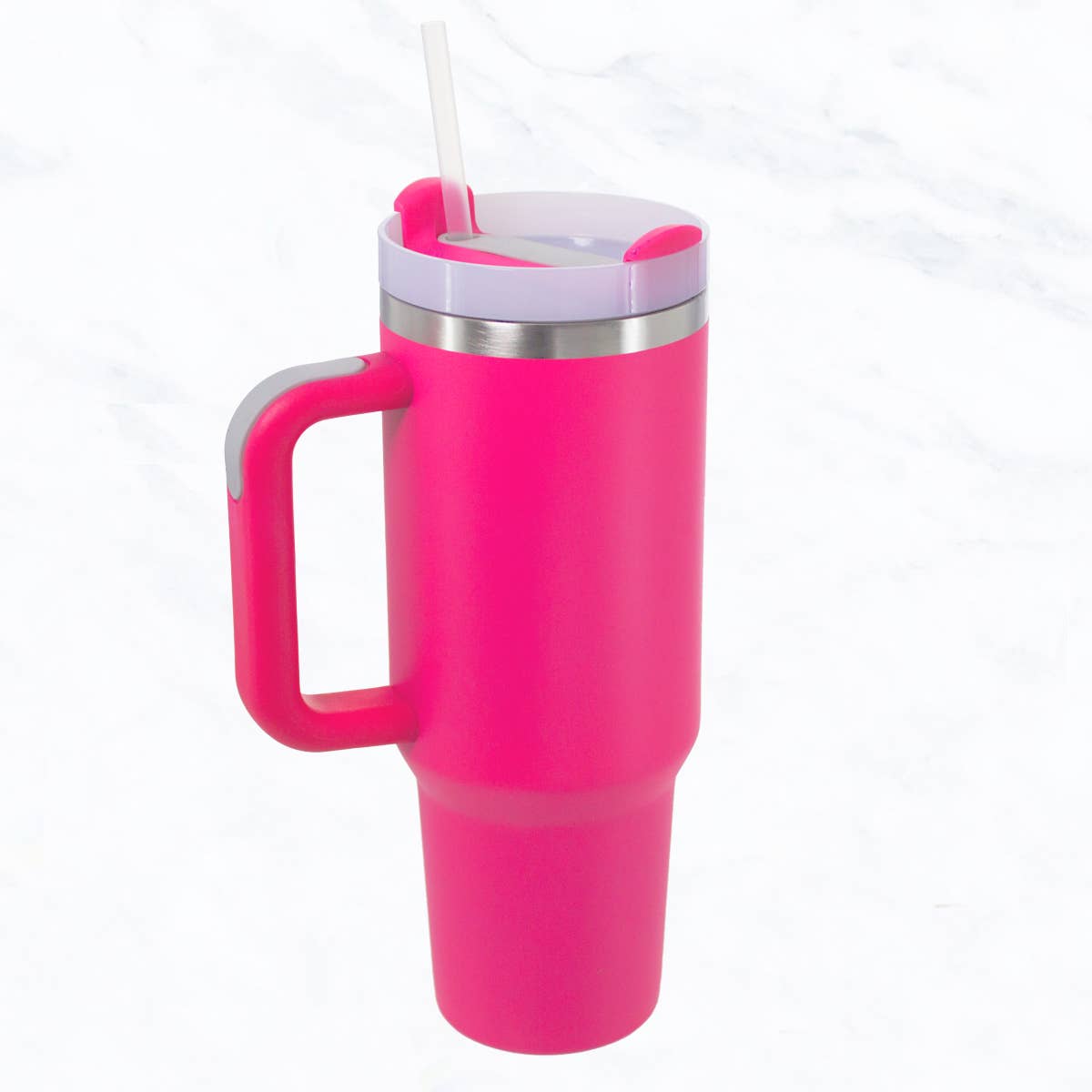 40 oz, Stainless Steel and Silicon Tumbler - Fushia