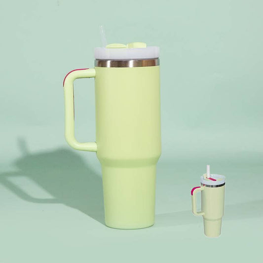 40 oz, Stainless Steel and Silicon Tumbler - Light Green