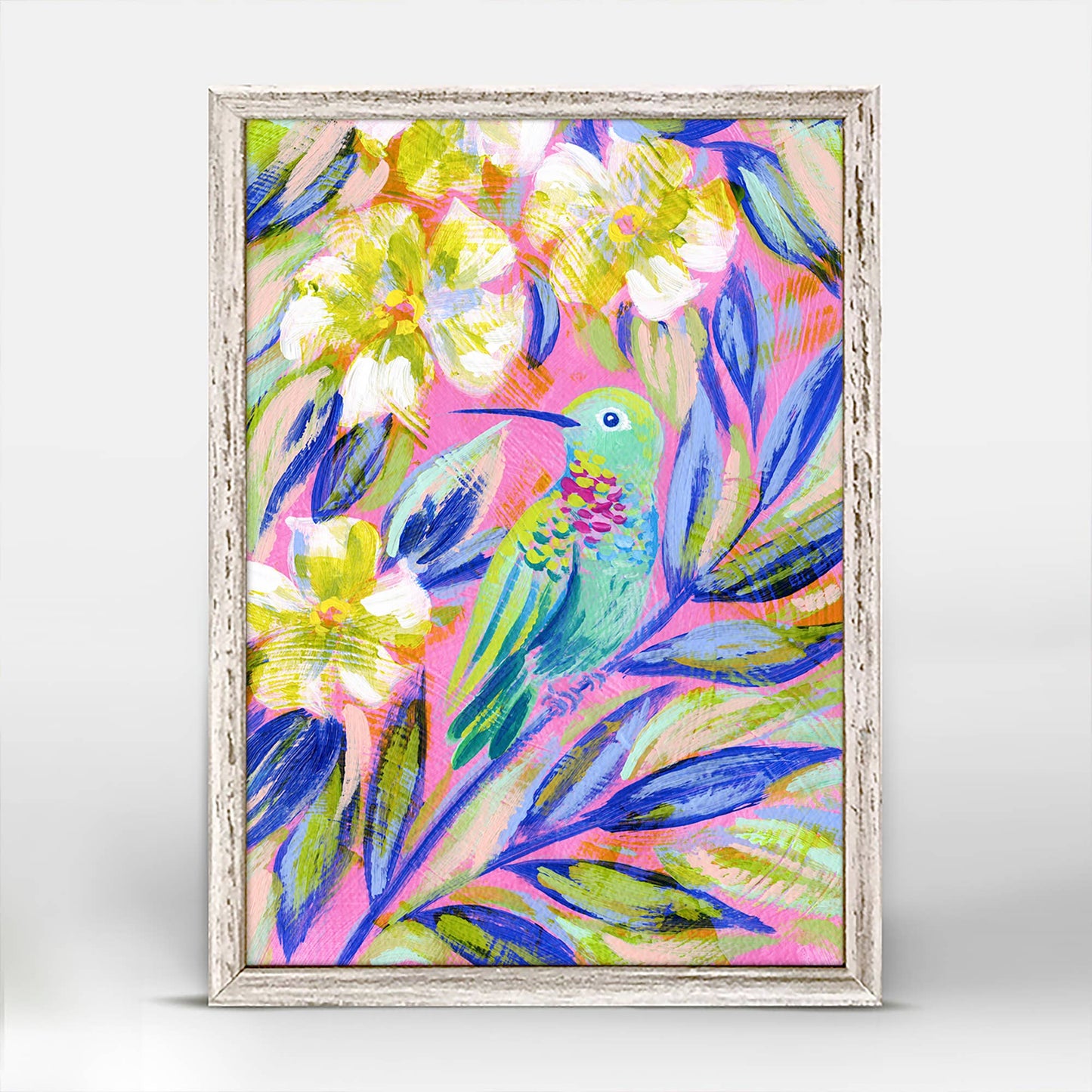 Hummingbird In Pink Mini Framed Canvas