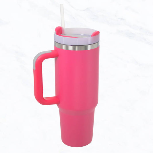 40 oz, Stainless Steel and Silicon Tumbler - Pink