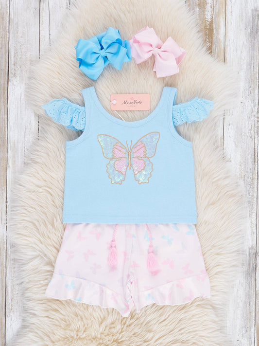 Butterfly Wishes Ruffle Outfit - 2 Piece Set