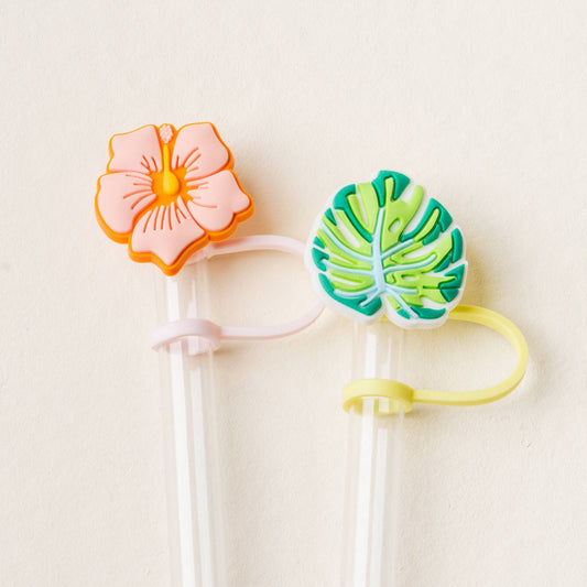 Straw Topper Set-Tropical Hibiscus