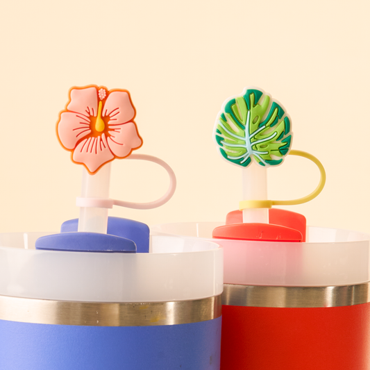 Straw Topper Set-Tropical Hibiscus